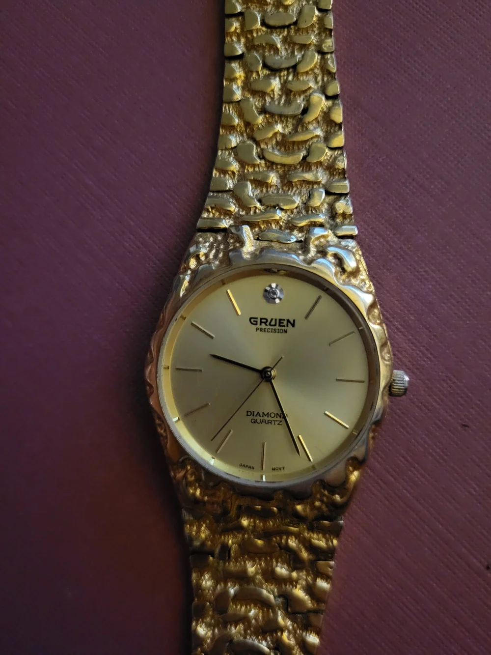 Gruen Gold-Tone Textured Bracelet Watch